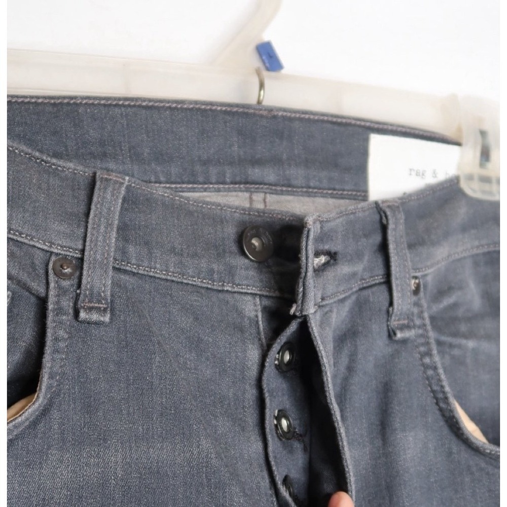 Rag & Bone Mens Sz 32 Slim Stretch Dark Wash Button Fly Jeans Premium‎ Denim EUC - Picture 2 of 8